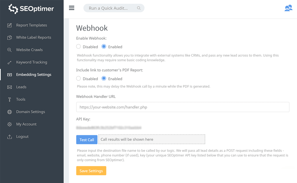 Formulário webhook